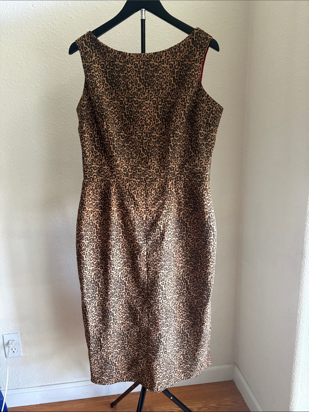 Retro Bettie Page Leopard Print Midi Dress